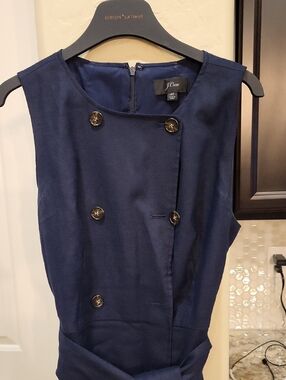 J. Crew Navy Blue Sleeveless Trench Dress 14 Tall